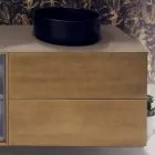 Composition 5 Suspended Bathroom Furniture in Wood and Crystal Made in Italy - Renga Viadurini