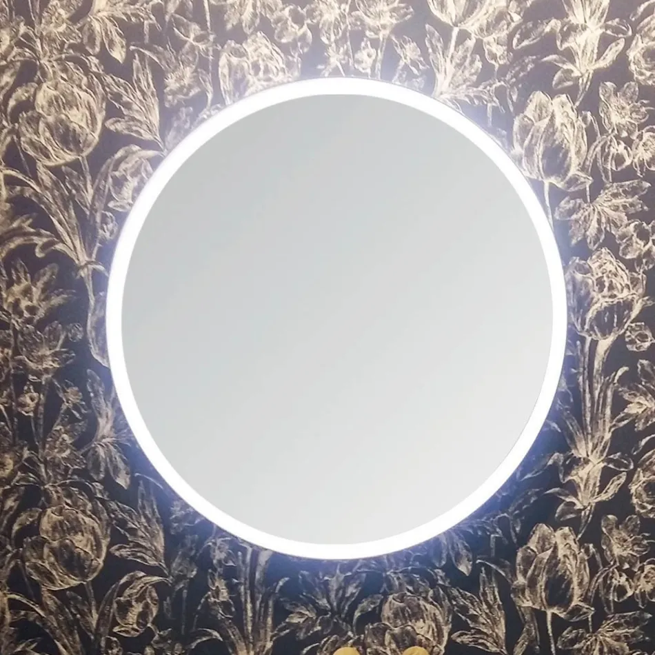 Composition 5 Suspended Bathroom Furniture in Wood and Crystal Made in Italy - Renga Viadurini