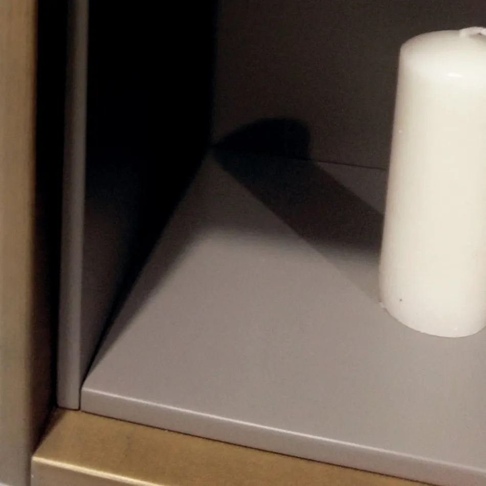 Composition 5 Suspended Bathroom Furniture in Wood and Crystal Made in Italy - Renga Viadurini