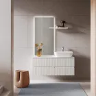 White Bathroom Composition with Mirror and Shelf Made in Italy - Ares Viadurini