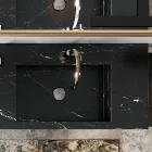 Bathroom Composition Complete with Mirror and Double Washbasin Made in Italy - Palom Viadurini