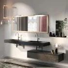 Bathroom Composition Complete with Mirror and Double Washbasin Made in Italy - Palom Viadurini