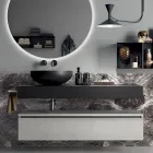 Bathroom Composition Complete with Mirror, Washbasin, Base and Top Made in Italy - Palom Viadurini