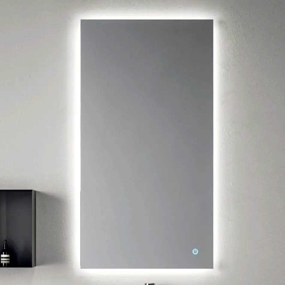 Bathroom Composition Consisting of a Shelf with Sink, Wall Cabinets, and Mirror - Velaria Viadurini