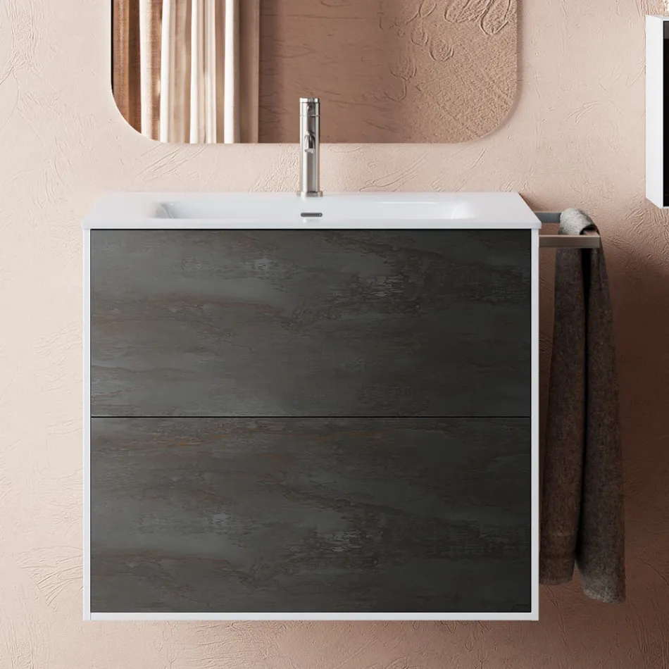 Bathroom Composition Composed of Mirror and Anti-Scratch Base Made in Italy - Kilos Viadurini