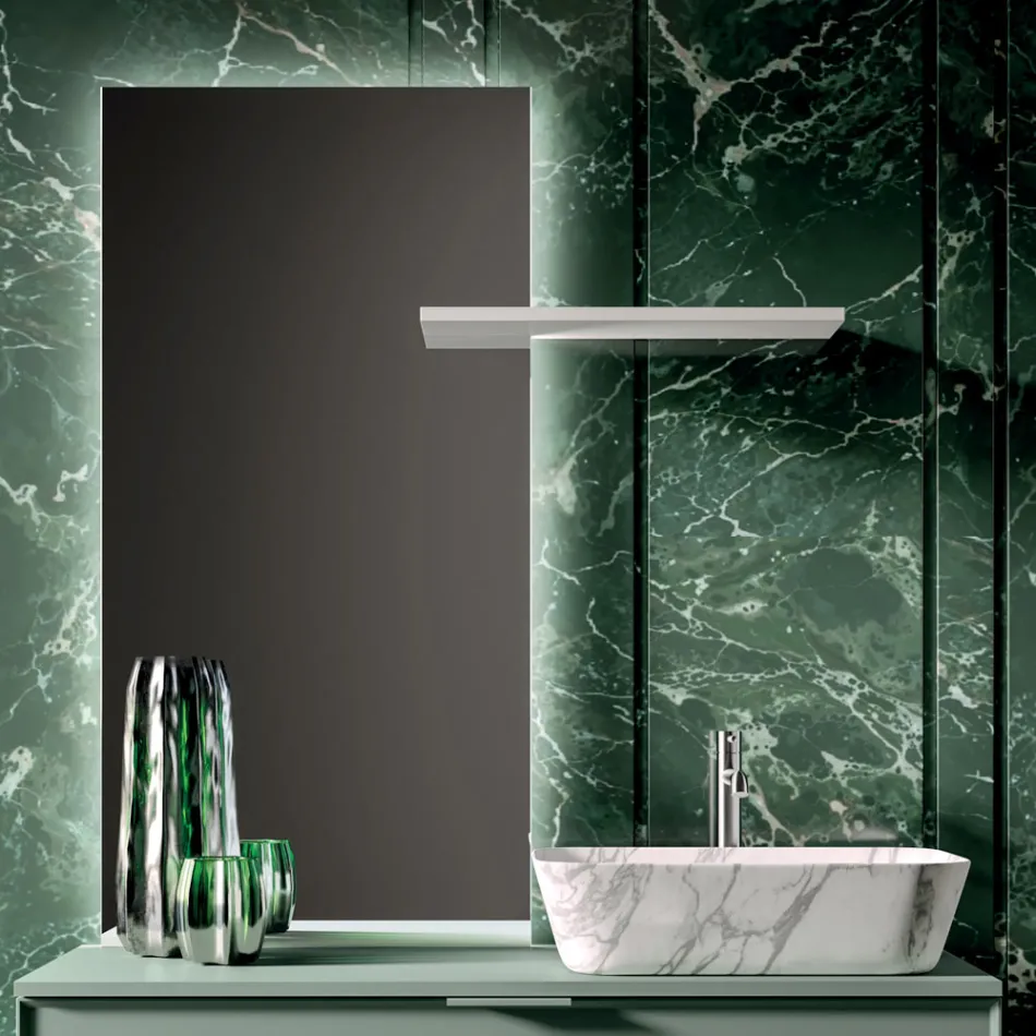 Bathroom Composition Including 1 Base with 2 Drawers, Sink and Mirror - Orione Viadurini