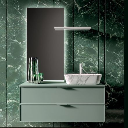 Bathroom Composition Including 1 Base with 2 Drawers, Sink and Mirror - Orione Viadurini