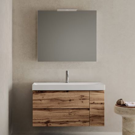 Bathroom Composition Including Base with 2 Drawers and 1 Oak Door - Titan Viadurini