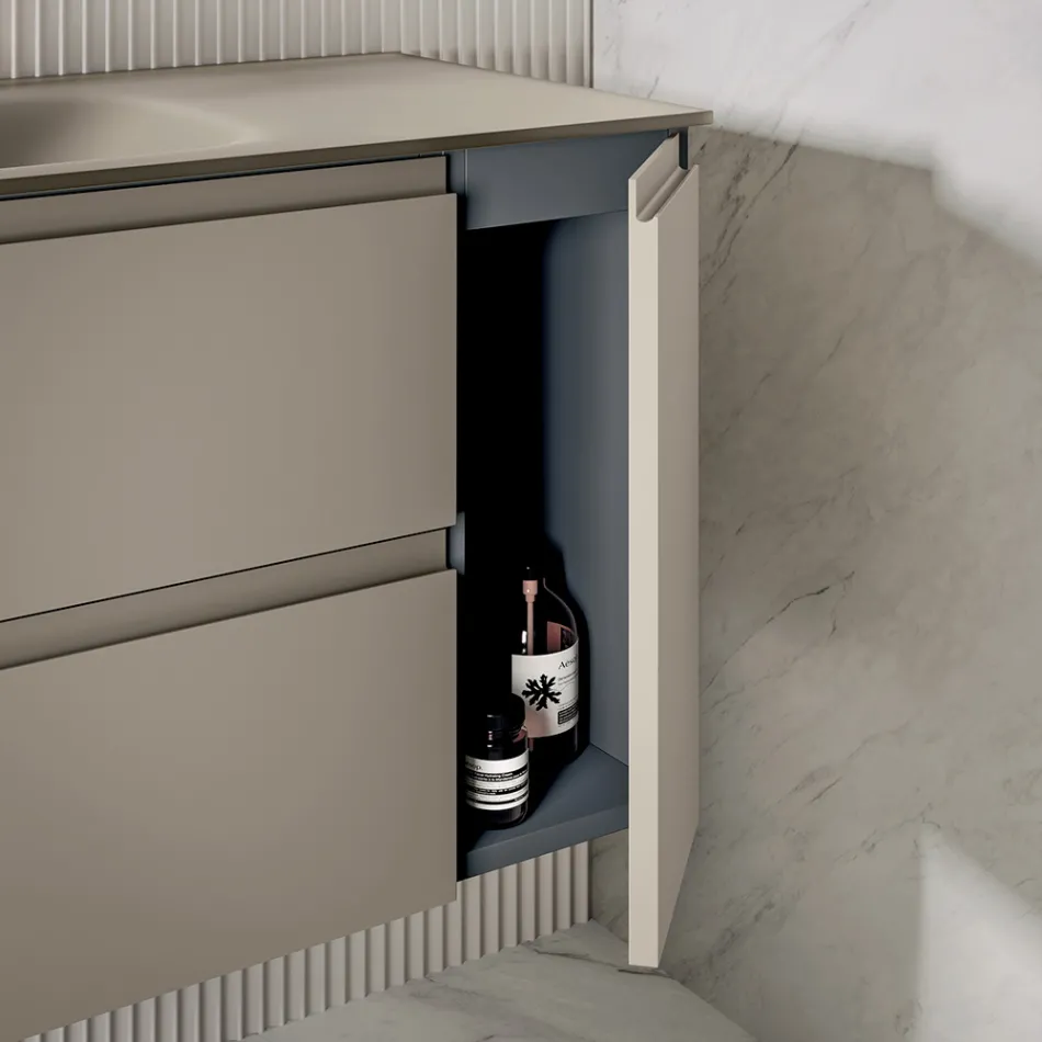 Bathroom Composition Including Base with 2 Drawers and 1 Door - Titan Viadurini