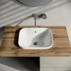 Bathroom Composition Including Base with Wheels, Sink, and Mirror - Titan Viadurini