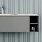Bathroom Composition with 1 Base with 1 Drawer and Open Compartment and Mirror - Titan Viadurini