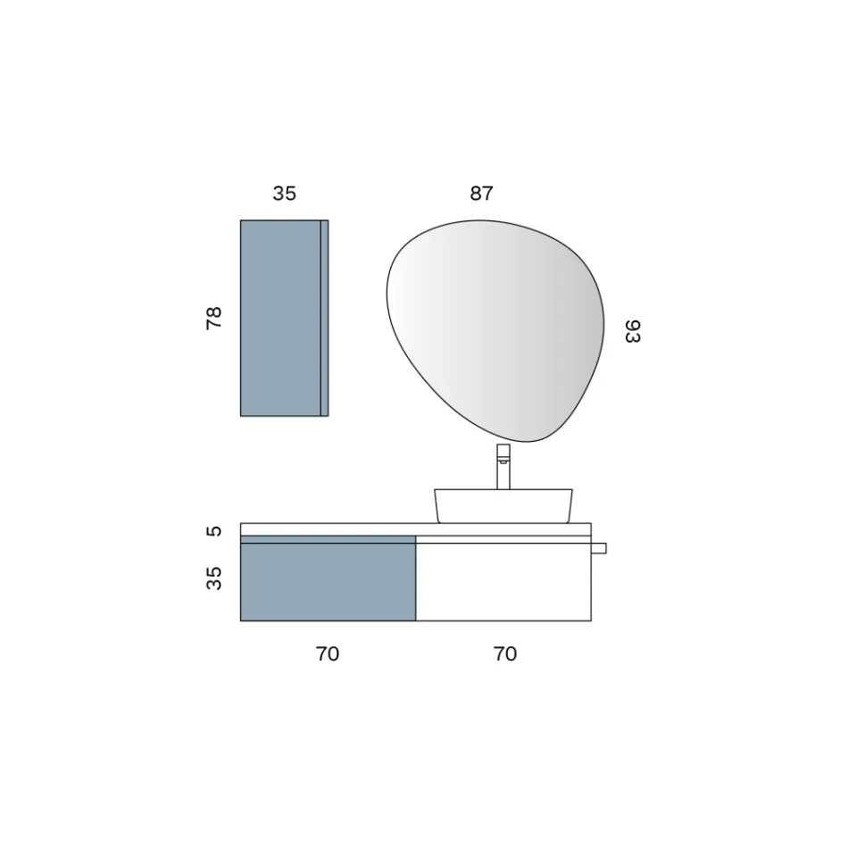 Bathroom Composition with 2 Bases with 1 Drawer Each and Mirror - Titan Viadurini