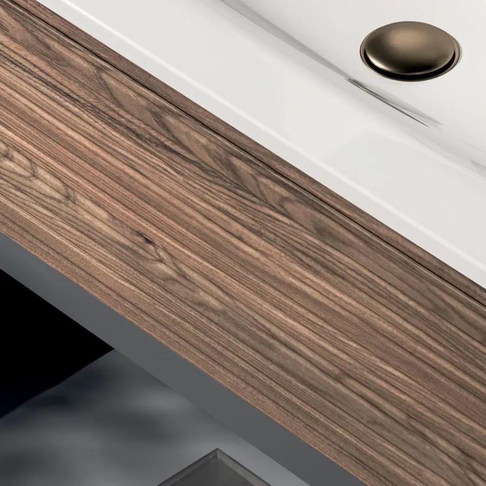 Bathroom Composition with 2 Drawers, 2 Open Compartments and Sink - Elios Viadurini