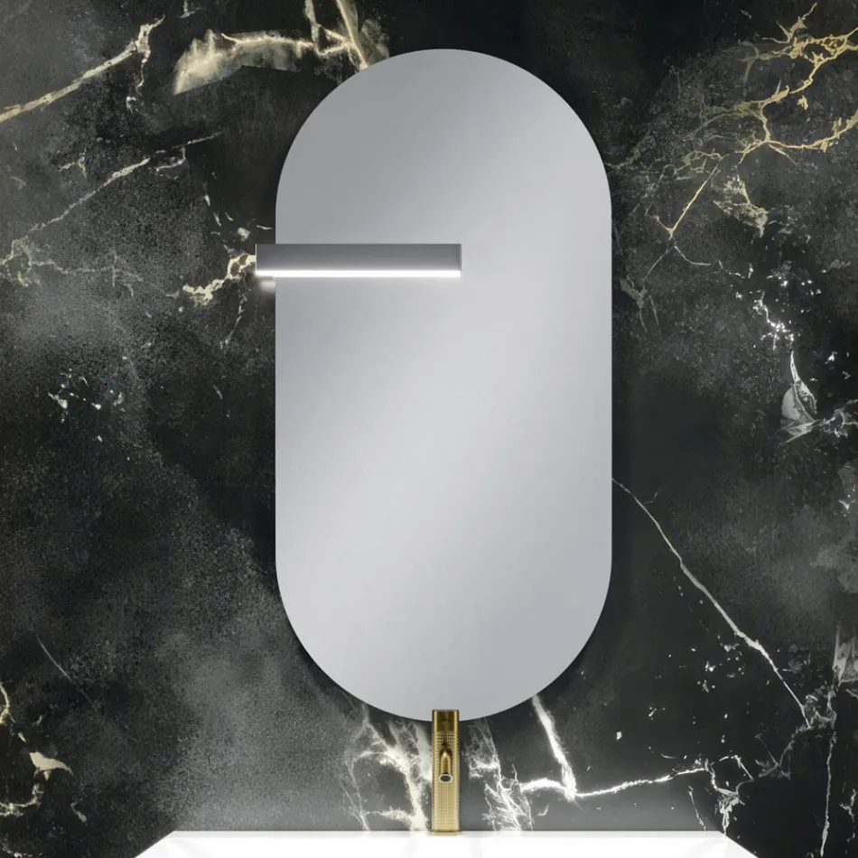 Bathroom Composition with 2 Matte White Drawers, Sink and Mirror - Elios Viadurini