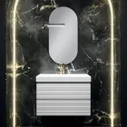 Bathroom Composition with 2 Matte White Drawers, Sink and Mirror - Elios Viadurini