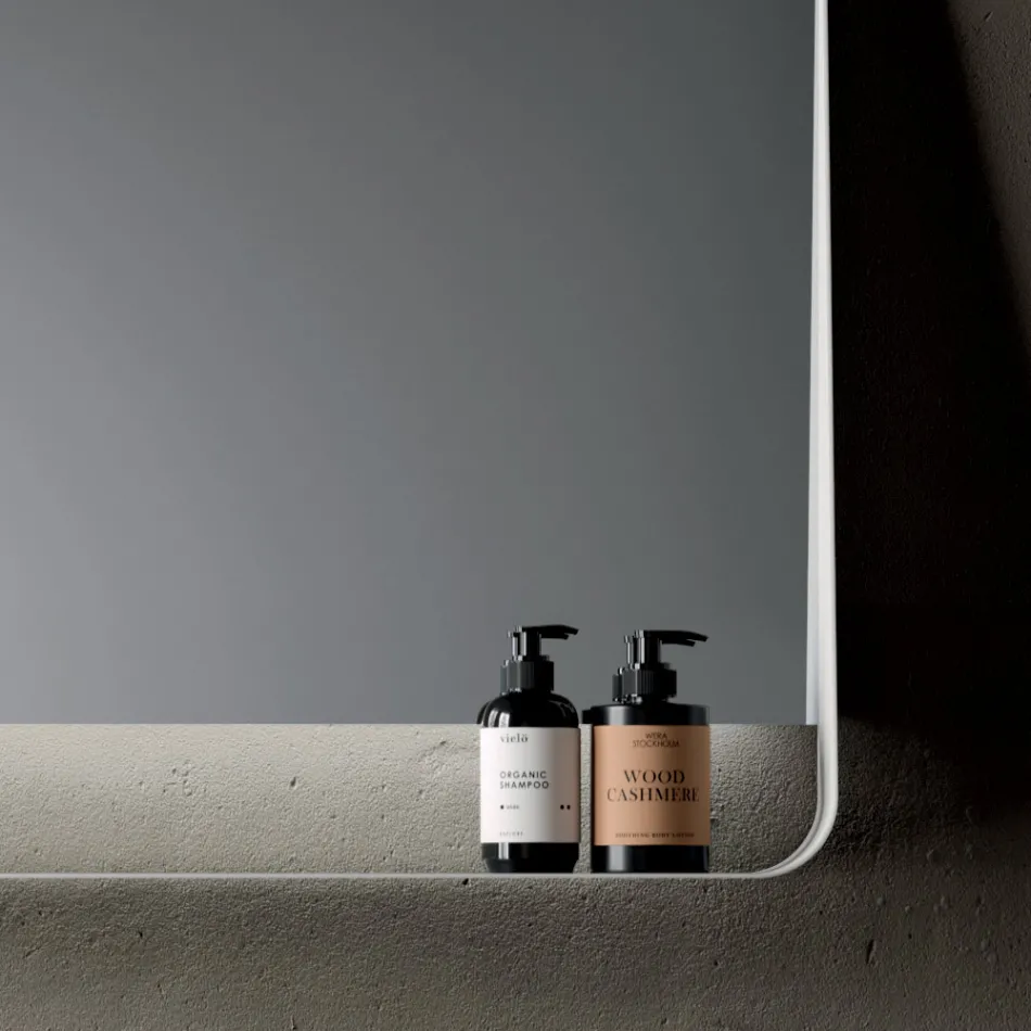 Bathroom Composition with 2 Drawers and 2 Open Compartments, Mirror and Sink - Magnolia Viadurini