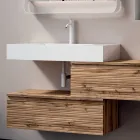 Bathroom Composition with 2 Drawers, White Sink, Mirror and Wall Cabinet - Elios Viadurini