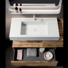 Bathroom Composition with 2 Drawers, White Sink, Mirror and Wall Cabinet - Elios Viadurini