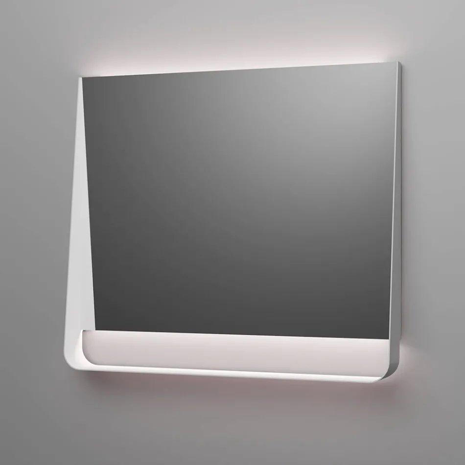 Bathroom Composition with 2 Drawers, White Sink, Mirror and Wall Cabinet - Elios Viadurini