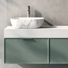 Bathroom Composition with 2 Drawers, Calacatta Ceramic Sink and Mirror - Orione Viadurini