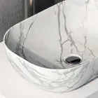 Bathroom Composition with 2 Drawers, Calacatta Ceramic Sink and Mirror - Orione Viadurini