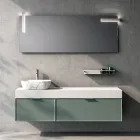 Bathroom Composition with 2 Drawers, Calacatta Ceramic Sink and Mirror - Orione Viadurini