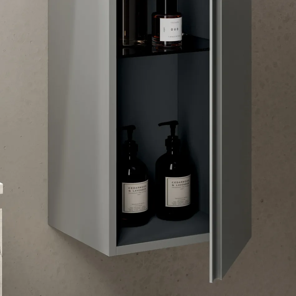 Bathroom Composition with 2 Drawers, Wall Cabinet, Column and Mirror - Titan Viadurini