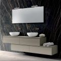 Bathroom Composition with 4 Drawers, 2 Ceramic Sinks and Mirror - Titan
