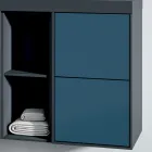 Bathroom Composition with 4 Avio Blue Drawers, Mirror and Sink - Velaria Viadurini
