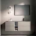Bathroom Composition with 4 Drawers, Open Compartment, Sink and Mirror - Velaria