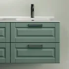 Bathroom Composition with 4 Sage Green Drawers, Mirror and Sinks - Magnolia Viadurini