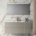 Bathroom Composition with 6 Dove Gray Drawers, Mirror, and Sink - Velaria