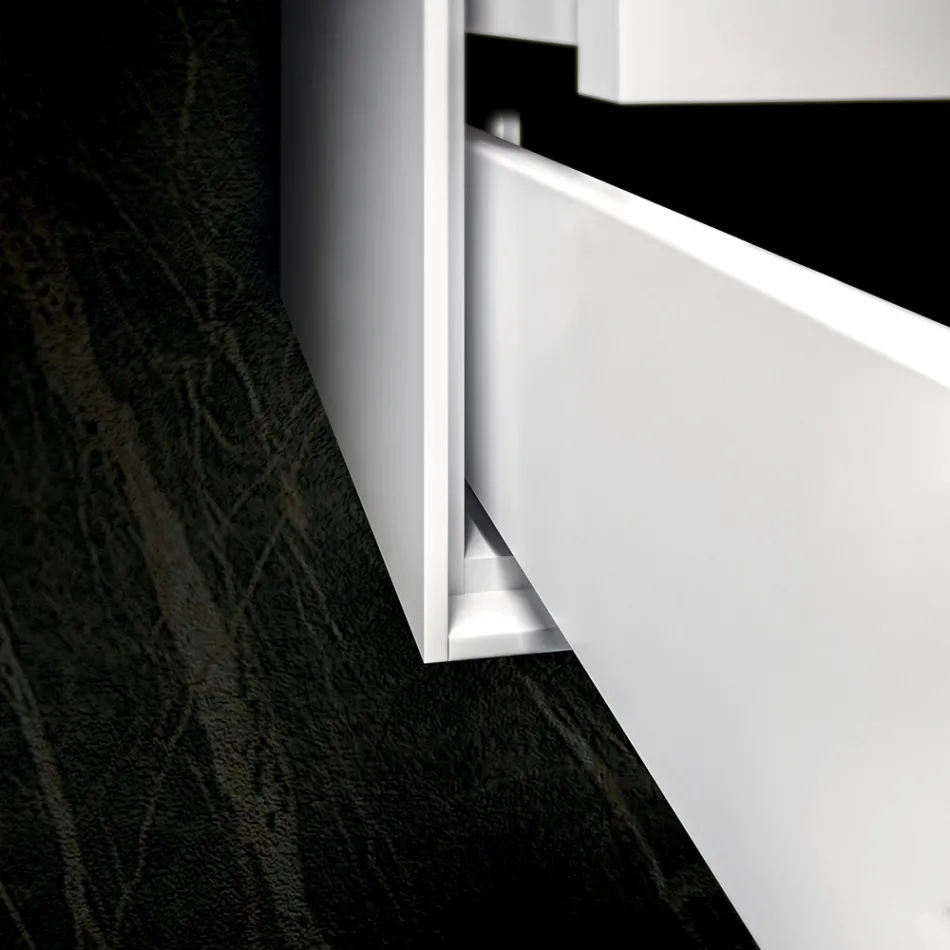 Bathroom Composition with Base, Mirror and Resin Washbasin Made in Italy - Kilos Viadurini