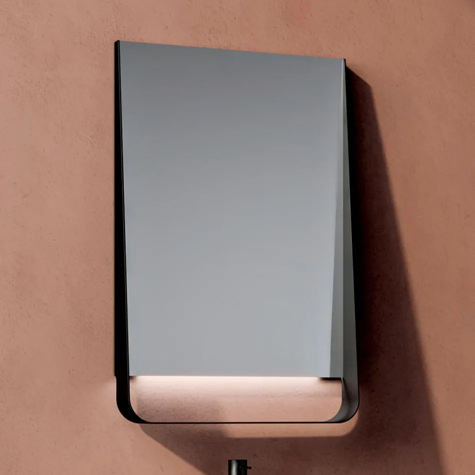 Bathroom Composition with Powder Pink Drawers, Sink, and Mirror - Elios Viadurini