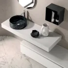 Bathroom Composition with Drawer, Sink, Mirror, Wall Cabinet, and Shelf - Elios Viadurini