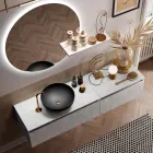 Bathroom Composition with Washbasin, Suspended Base and Mirror Made in Italy - Dream Viadurini