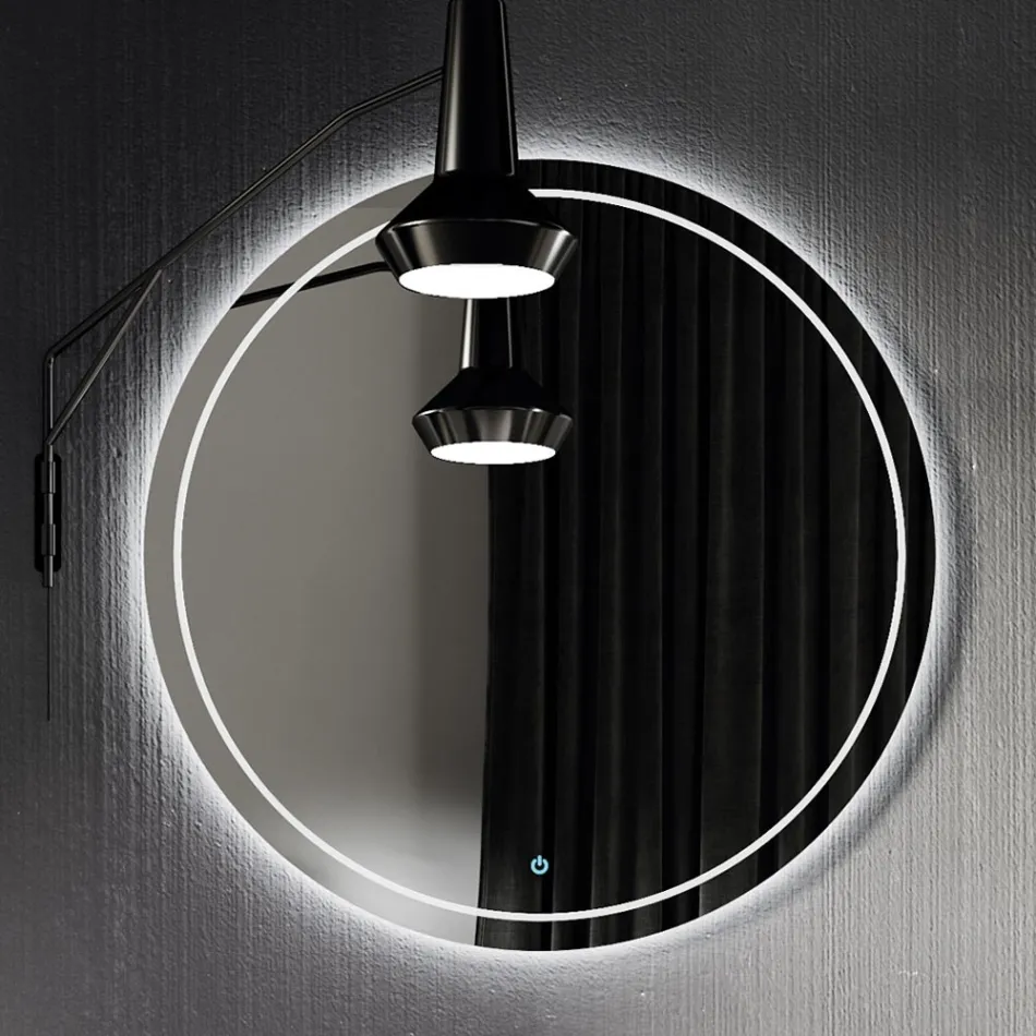 Bathroom Composition with Mirror, Base and Resin Washbasin Made in Italy - Kilos Viadurini
