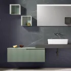 Bathroom Composition with Mirror and Metal Wall Units Made in Italy - Efesto Viadurini