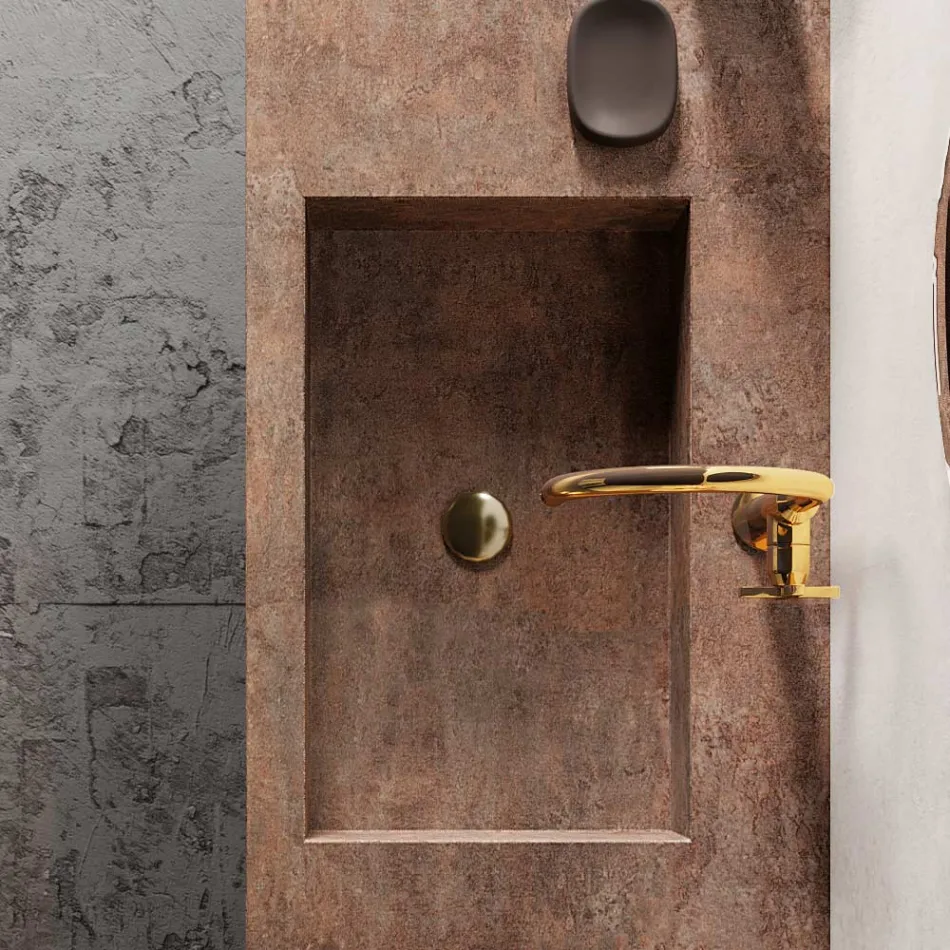 Bathroom Composition with Modern Mirror and Console Washbasin Made in Italy - Palom Viadurini