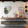 Bathroom Composition with Modern Mirror and Console Washbasin Made in Italy - Palom