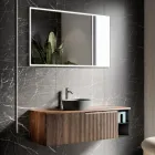 Bathroom composition in ribbed oak and open compartment Made in Italy - Febe Viadurini