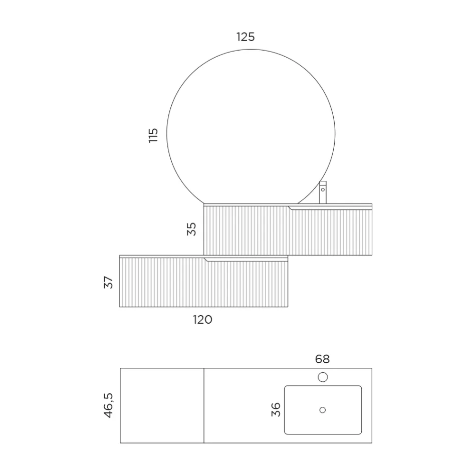 Bathroom Composition in Rio Oak and Cannettati Grey Made in Italy - Chrono Viadurini