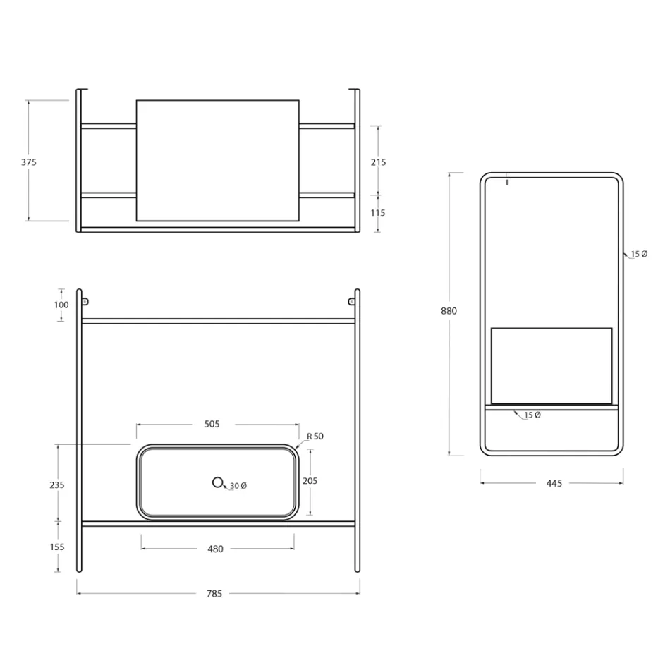 Bathroom Composition Washbasin in Ceramic and Mirror Made in Italy - Chantal Viadurini