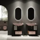 Bathroom Composition Washbasin in Ceramic and Mirror Made in Italy - Chantal Viadurini