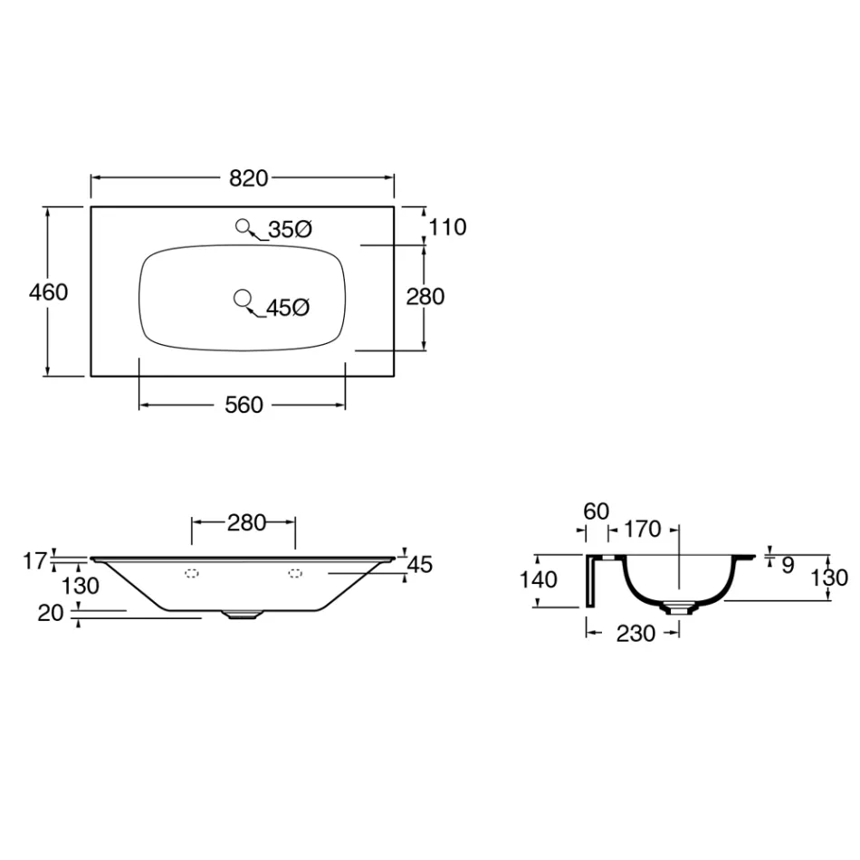Bathroom Composition Washbasin in Ceramic and Mirror Made in Italy - Chantal Viadurini