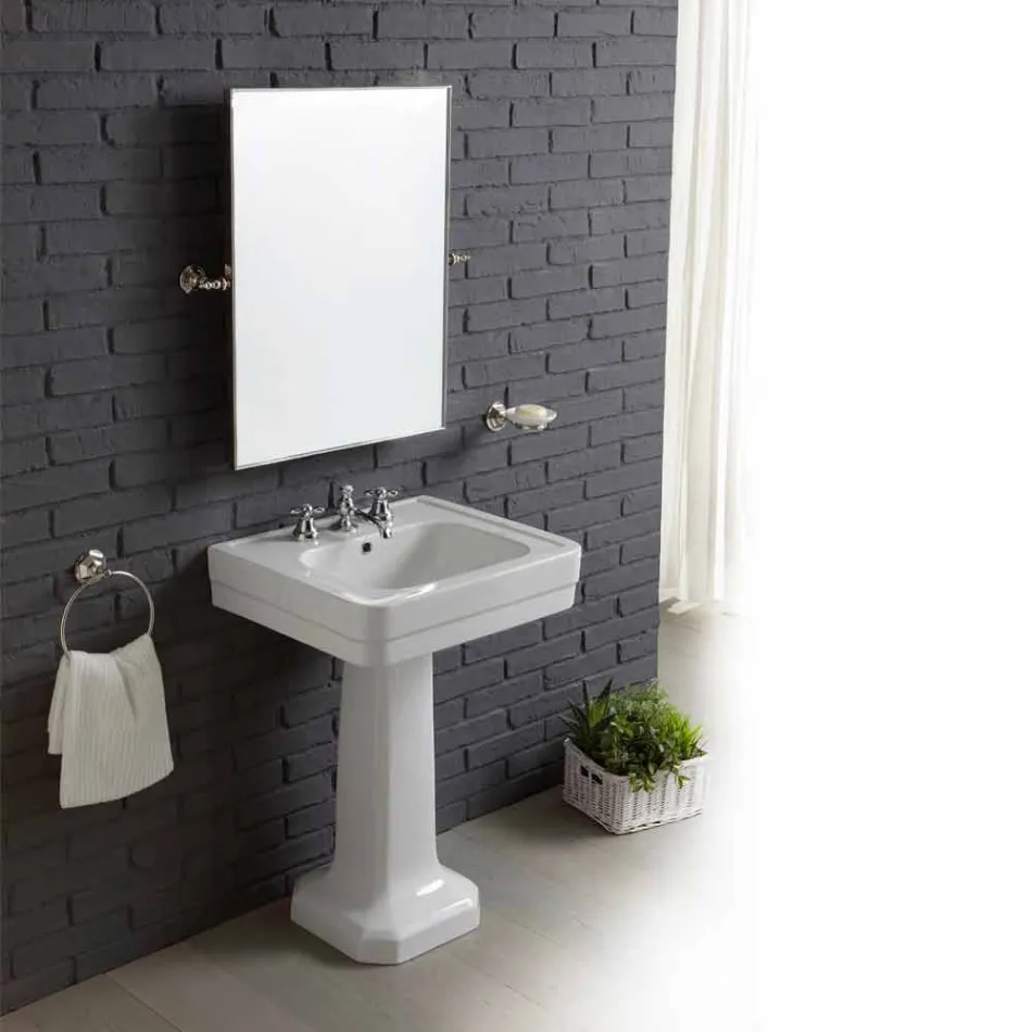 Ania white ceramic column washbasin composition Viadurini