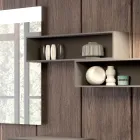 Suspended bathroom composition in smoke grey fenix made in Italy, Naples Viadurini