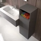 Suspended bathroom composition in smoke grey fenix made in Italy, Naples Viadurini