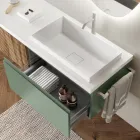 Sage Green and Cannettato Oak Bathroom Composition Made in Italy - Uranus Viadurini