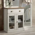 Entrance composition in two-tone white wax and natural wood top - Fatuo Viadurini